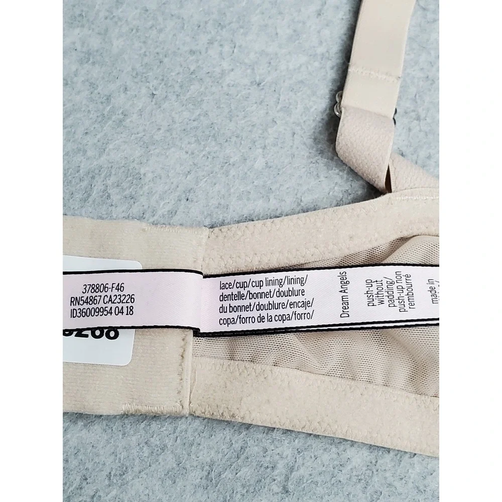 Victoria's Secret Women Bra 34DD Beige Dream Angels Push Up No Padding Underwire